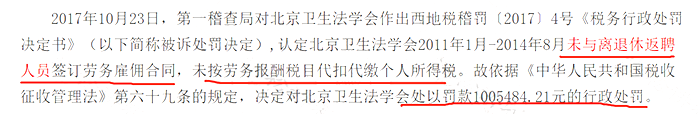 返聘離退休人員，未繳納個稅被罰100余萬元