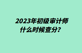 2023年初級審計師什么時候查分？