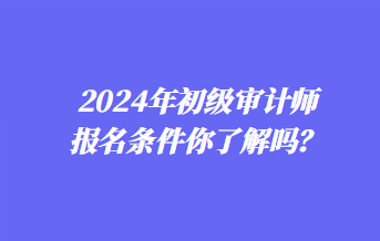 2024年初級審計師報名條件你了解嗎？