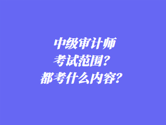 中級(jí)審計(jì)師考試范圍？都考什么內(nèi)容？