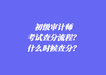 初級審計(jì)師考試查分流程？什么時候查分？