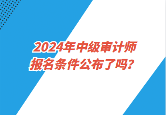 2024年中級(jí)審計(jì)師報(bào)名條件公布了嗎？