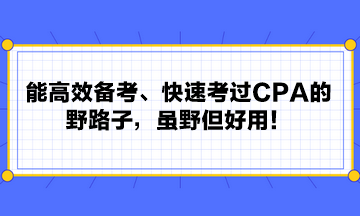 能高效備考、快速考過CPA的野路子，雖野但好用！