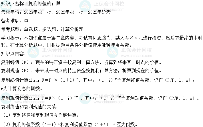 中級會計財務管理二十大恒重考點：復利終值的計算