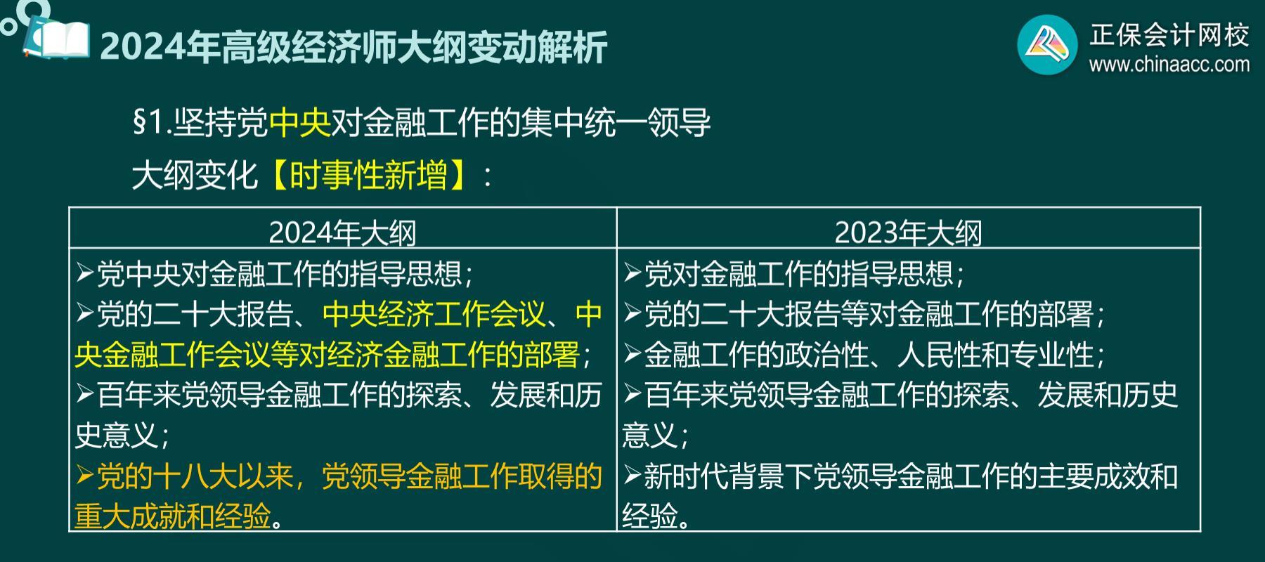 2024高級經(jīng)濟(jì)師金融考試大綱變化