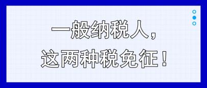 一般納稅人，這兩種稅免征！