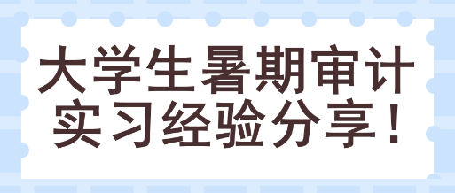 大學(xué)生暑期審計實習(xí)經(jīng)驗分享！