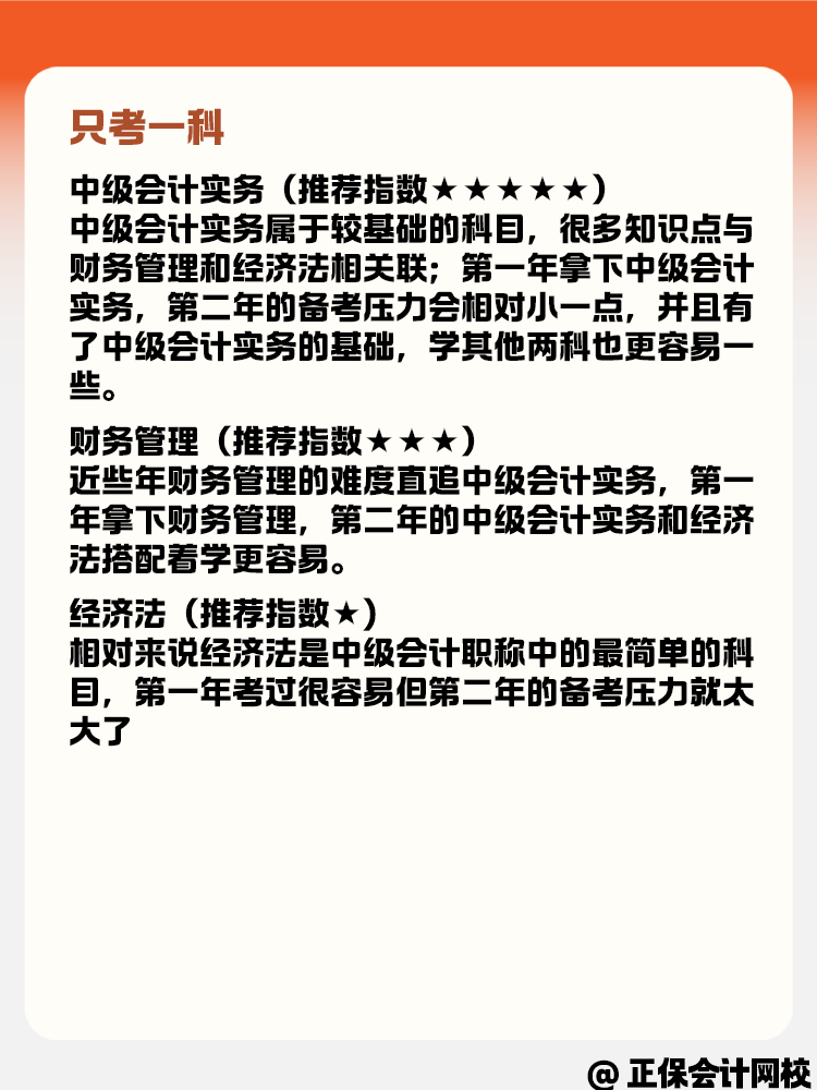 中級會計職稱考試科目 搭配方案有哪些呢？